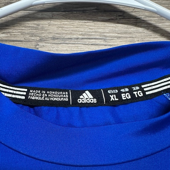Adidas Blue Long Sleeve Boys Soccer Tee - Picture 3 of 3
